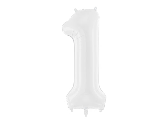 Ballon chiffre aluminium "1", 86 cm, blanc