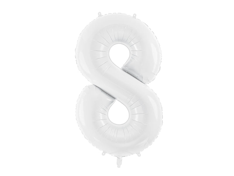 Ballon chiffre aluminium "8", 86 cm, blanc