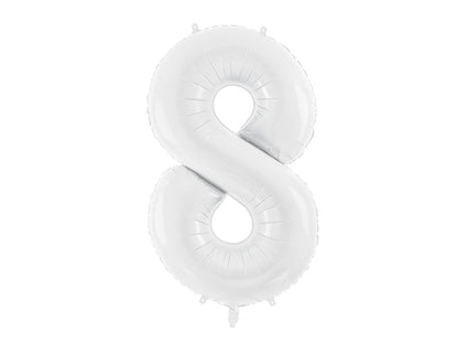 Ballon chiffre aluminium "8", 86 cm, blanc