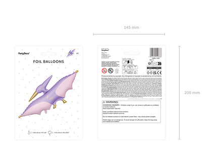 Ballon aluminium ptérodactyle, 120x62 cm, multicolore