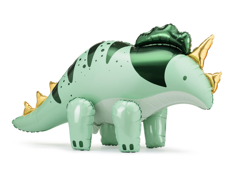 Ballon aluminium tricératops, 101 x 60.5cm, vert