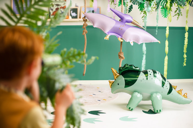 Ballon aluminium tricératops, 101 x 60.5cm, vert