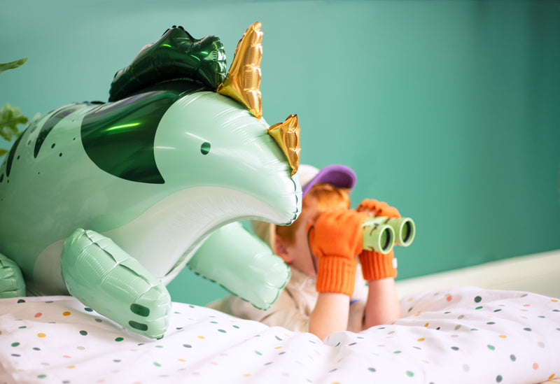 Ballon aluminium tricératops, 101 x 60.5cm, vert