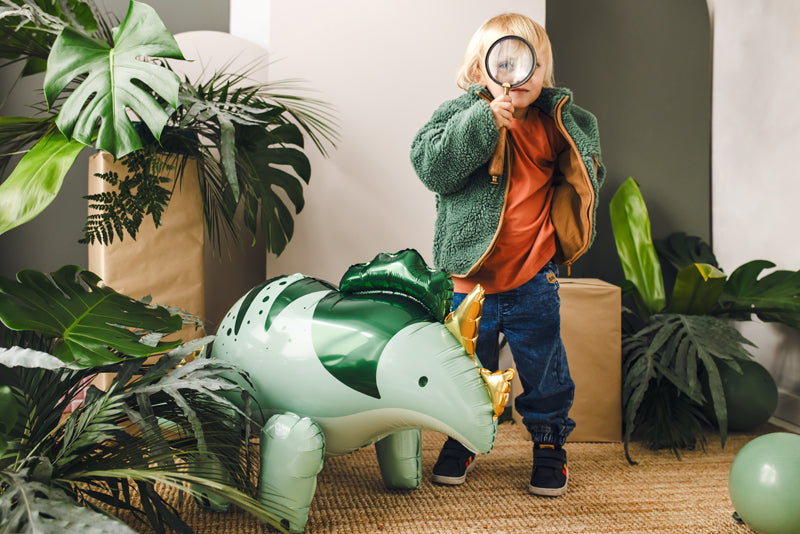 Ballon aluminium tricératops, 101 x 60.5cm, vert