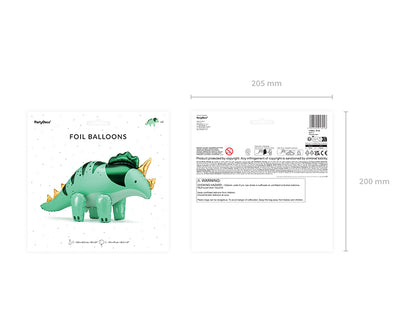 Ballon aluminium tricératops, 101 x 60.5cm, vert