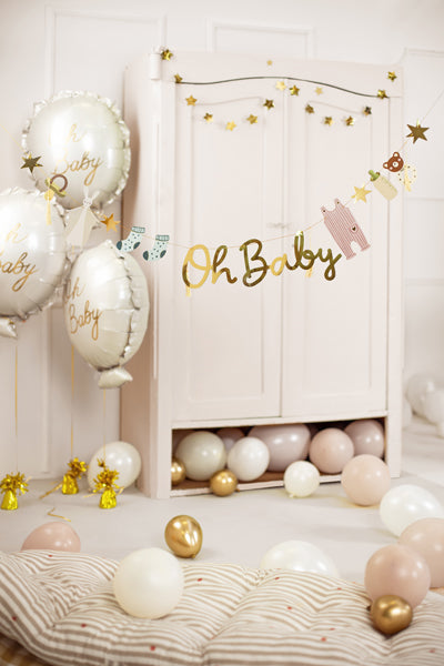 Ballon en aluminium Oh baby, 53x69 cm, multicolore