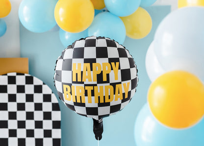 Ballon en aluminium Drapeau à damier, 45 cm, mélange de couleurs