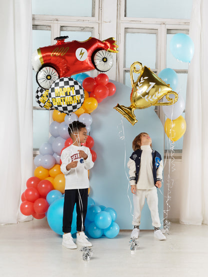 Ballon en aluminium Drapeau à damier, 45 cm, mélange de couleurs