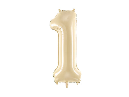 Ballon chiffre aluminium "1", 72cm, beige