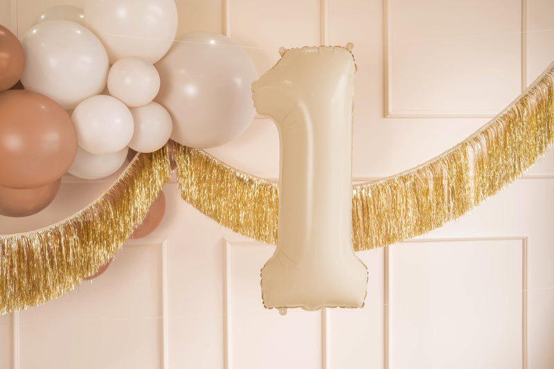 Ballon chiffre aluminium "1", 72cm, beige