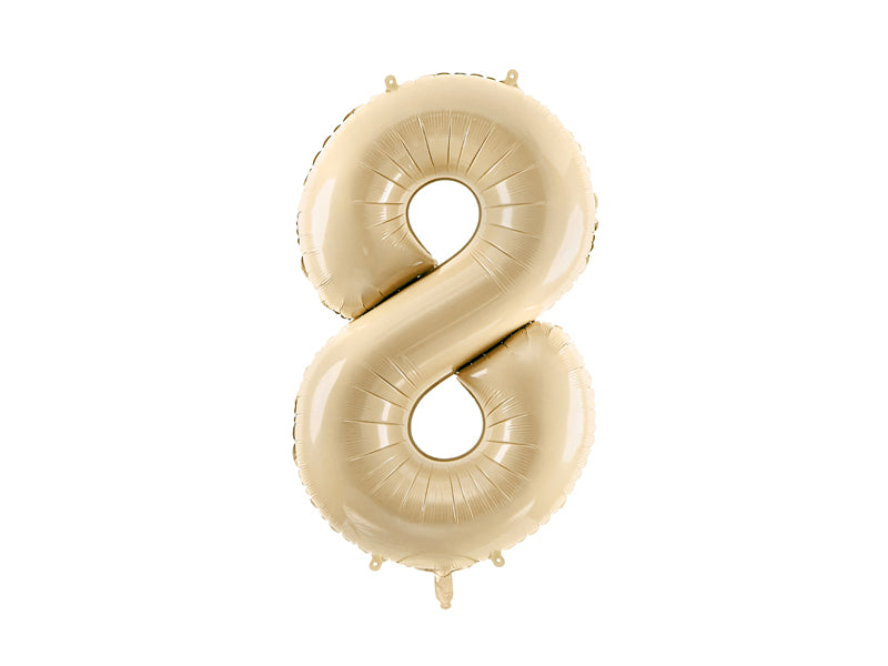 Ballon chiffre aluminium "8", 72cm, beige