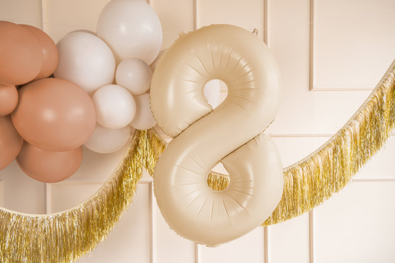 Ballon chiffre aluminium "8", 72cm, beige