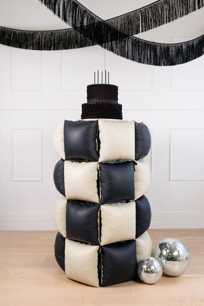 Rideau de ballons en aluminium double face Carré, noir-beige, 35 x 35 cm (1 pqt. / 4 pc.)