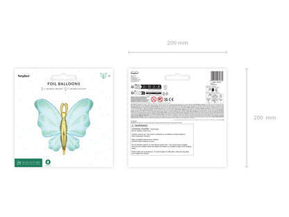Ballon en aluminium Papillon, 69x69 cm, menthe
