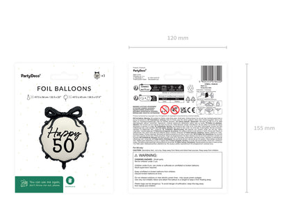 Ballon alu Happy 50, 47.5x45 cm, multicolore