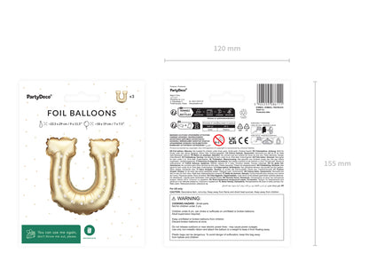 Ballons aluminium pour guirlandes fer à cheval, 18x19 cm, doré – lot de 3