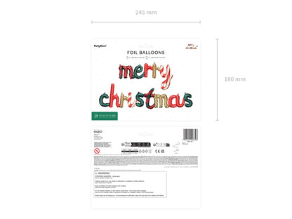 Ballon en aluminium Merry Christmas, 143 x 25 cm, mix
