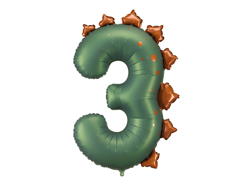 Ballon aluminium Chiffre ''3'' Dinosauree, 92 cm, assorti