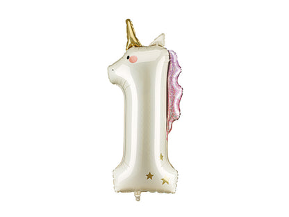Ballon aluminium chiffre ''1'' Licorne, 93 cm, assorti