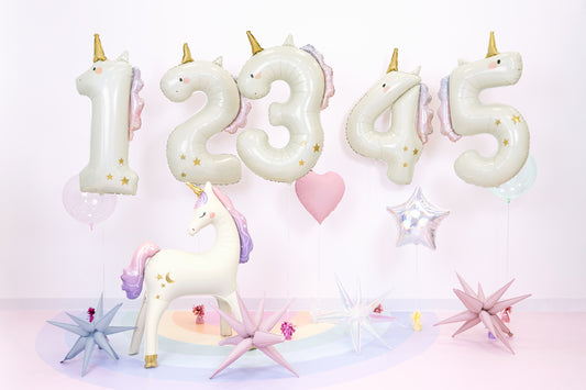 Ballon aluminium chiffre ''1'' Licorne, 93 cm, assorti