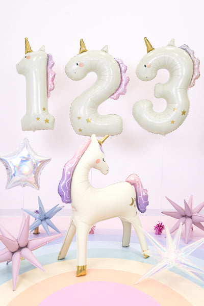 Ballon aluminium chiffre ''3'' Licorne, 93 cm, assorti