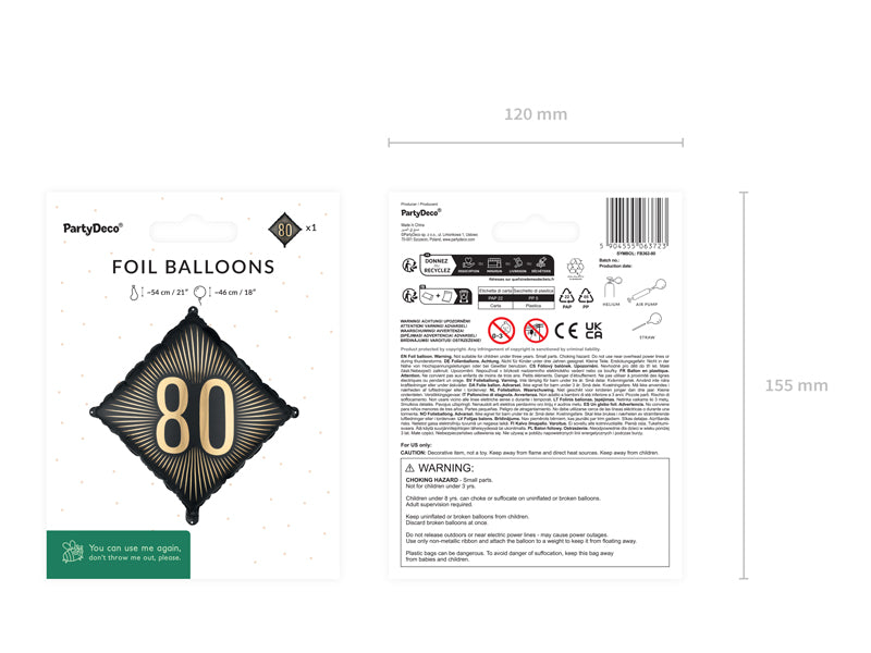 Ballon alu 80, 46x46 cm, assortiment