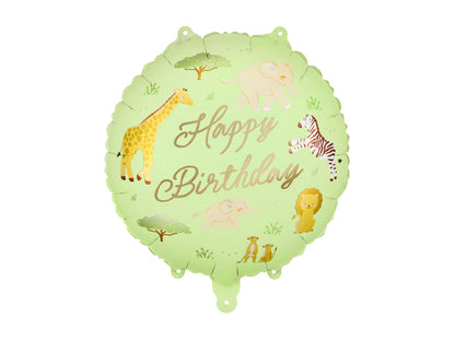 Ballon rond Happy Birthday Safari 35 cm