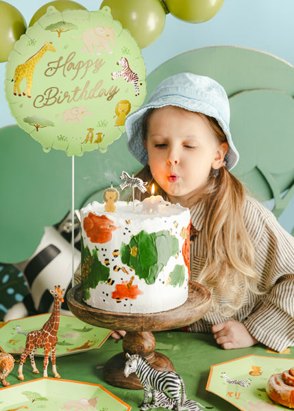 Ballon rond Happy Birthday Safari 35 cm