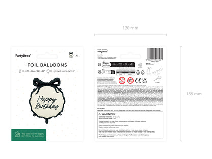 Ballon aluminium rond Happy Birthday, 47,5x45 cm, assortiment