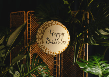 Ballon rond Happy Birthday léopard 35 cm