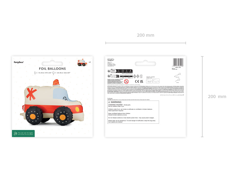 Ballon aluminium debout Ambulance, 68x48 cm, assortiment