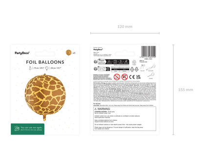 Ballon rond imprimé girafe 75 cm – Safari
