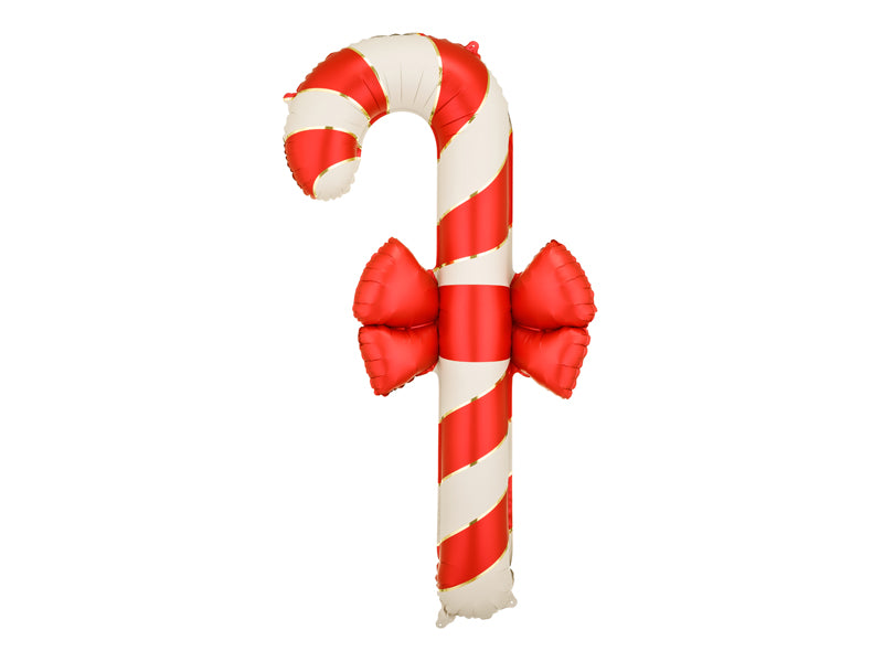 Ballon aluminium sucre d’orge avec nœud – Beige et rouge – 70 × 131,5 cm