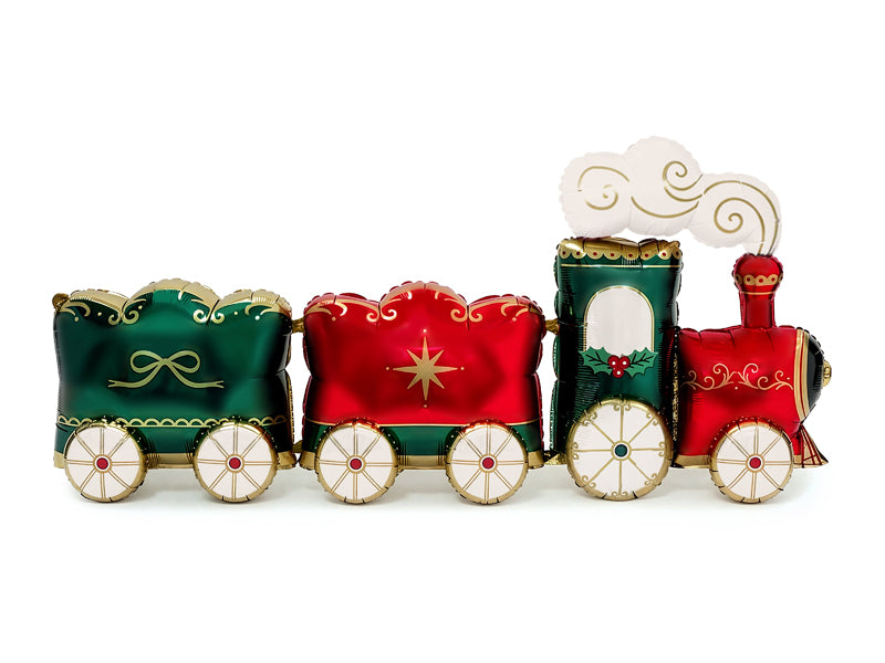 Ballon en aluminium Train XXL, 221x96 cm, vert-rouge
