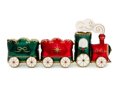 Ballon en aluminium Train XXL, 221x96 cm, vert-rouge