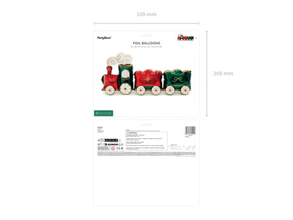 Ballon en aluminium Train XXL, 221x96 cm, vert-rouge