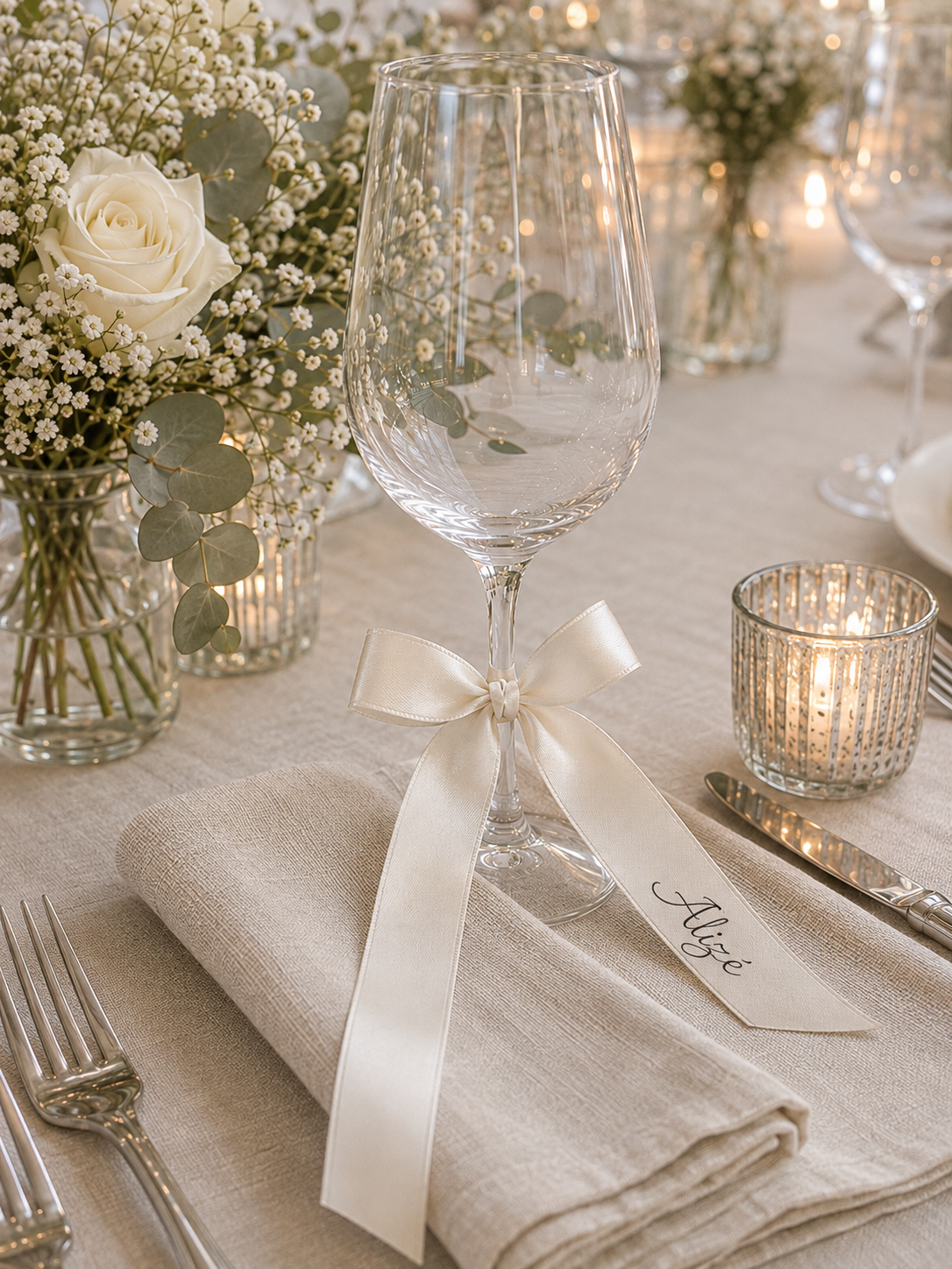 Marque-place ruban satin