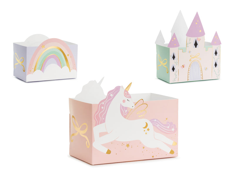 Boîtes à goûter Château et Licornes, assortiment – lot de 6 pièces