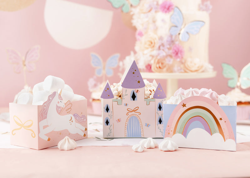 Boîtes à goûter Château et Licornes, assortiment – lot de 6 pièces