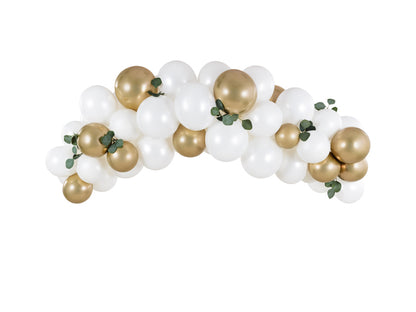Kit guirlande de ballons blanc et or – 60 pièces