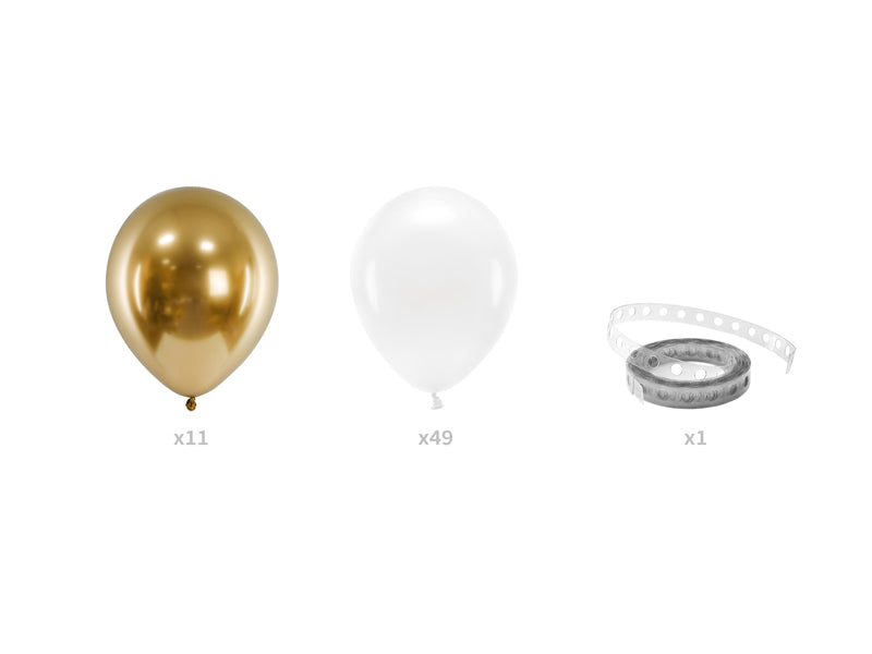 Kit guirlande de ballons blanc et or – 60 pièces