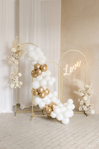 Kit guirlande de ballons blanc et or – 60 pièces