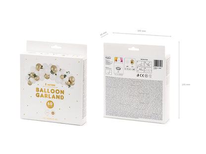 Kit guirlande de ballons blanc et or – 60 pièces