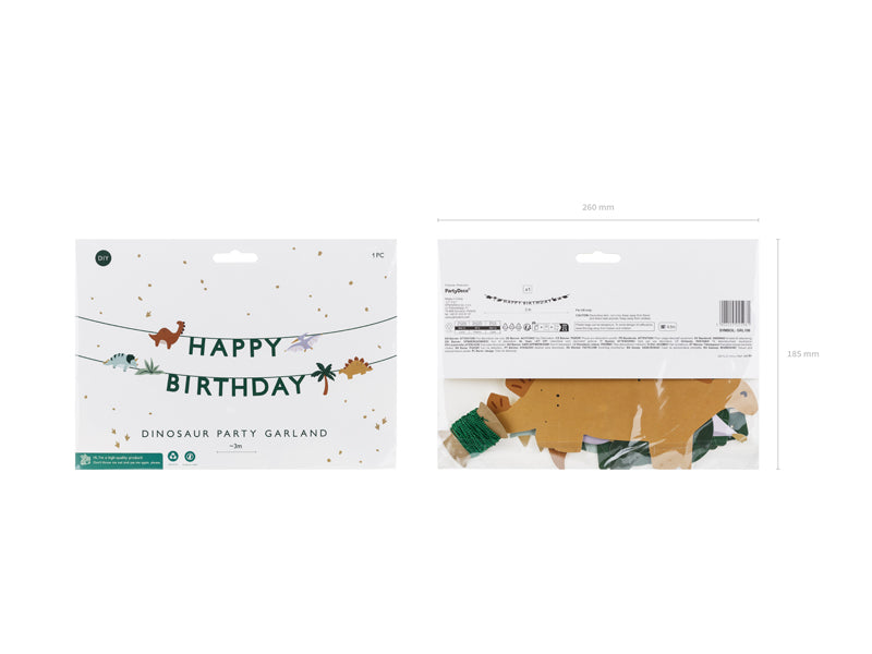 Bannière Happy Birthday Dino, 3 m, multicolore
