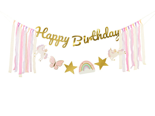 Guirlande Happy Birthday Unicorns, 230x17.5 cm, assortiment