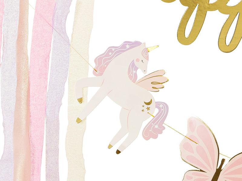 Guirlande Happy Birthday Unicorns, 230x17.5 cm, assortiment