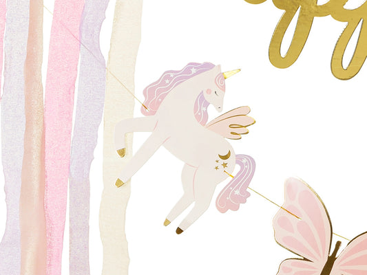 Guirlande Happy Birthday Unicorns, 230x17.5 cm, assortiment