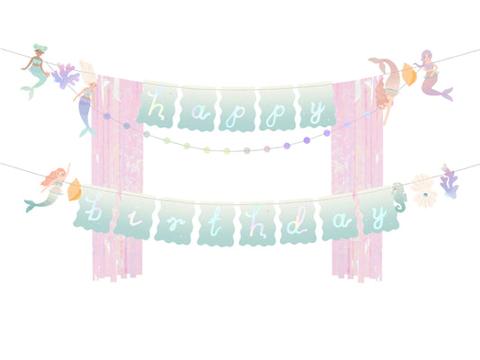 Bannière joyeux anniversaire Sirène – 130x100cm – multicolore – Atelier Romy