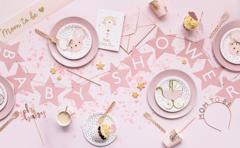 Bannière Baby shower, 290x16,5 cm, rose clair