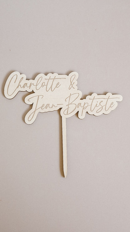 Cake topper mariage en bois - Plusieurs formes & logos